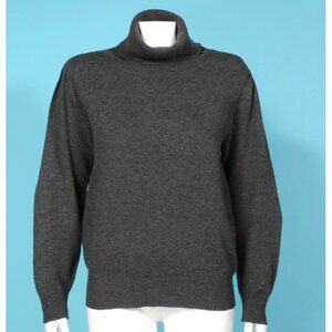 Vtg BLOOMINGDALES 100% Cashmere Charcoal Gray Turtleneck Sweater Womens sz L 755